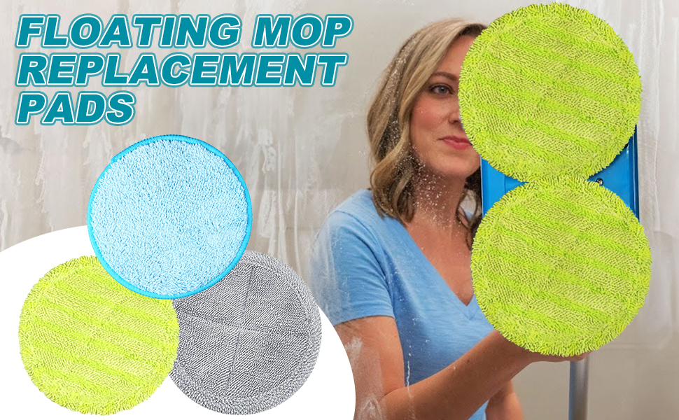 6 Pcs Floating Mop Pads, Microfibre Pads for Electric Mop Floating Mop