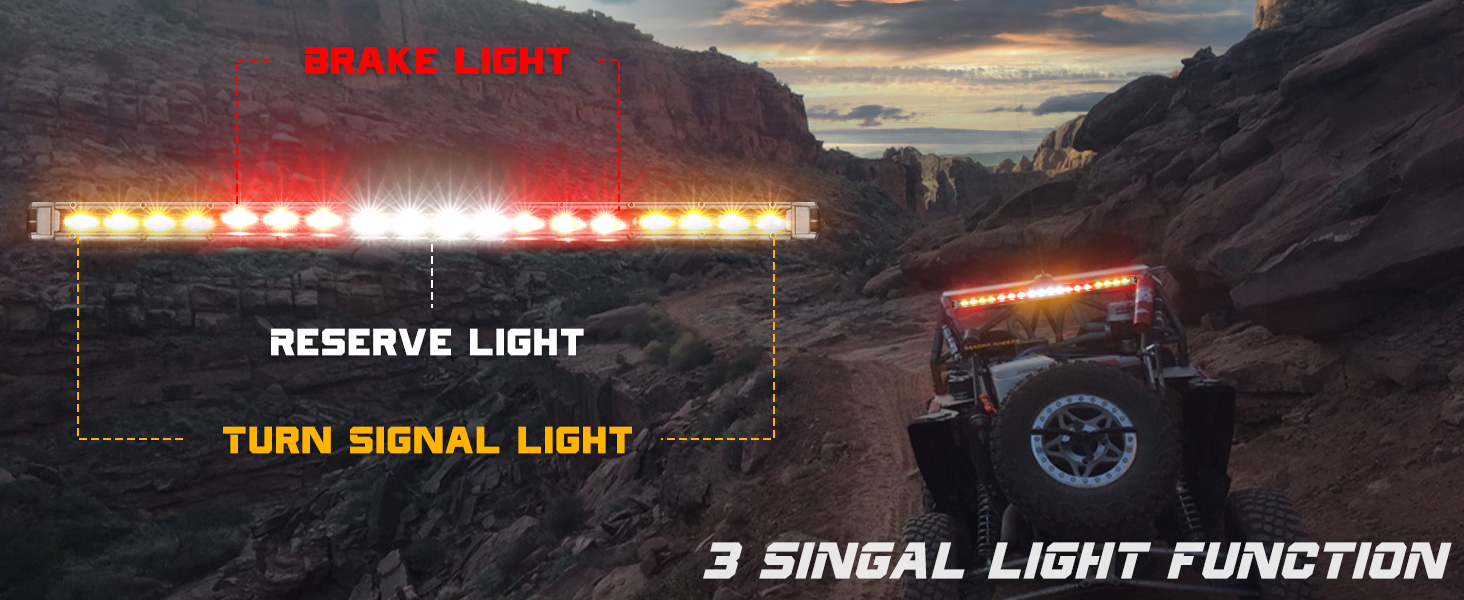 OFFROADTOWN 20" LED Chase Light Bar UTV Rear Light Bar Slim