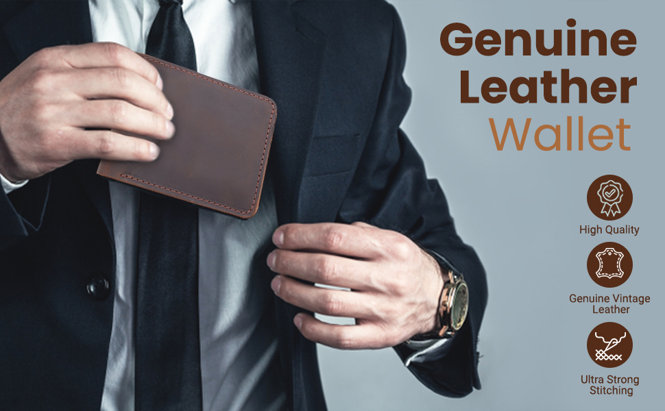 Genuine Vintage Leather Wallet, Handmade Vintage Italian Distressed Large Bifold Men&#39;s Wallet