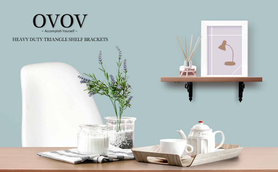 8 Inch Decorative Shelf Brackets Pack of 4, Heavy Duty Steel Shelf Supports, Right