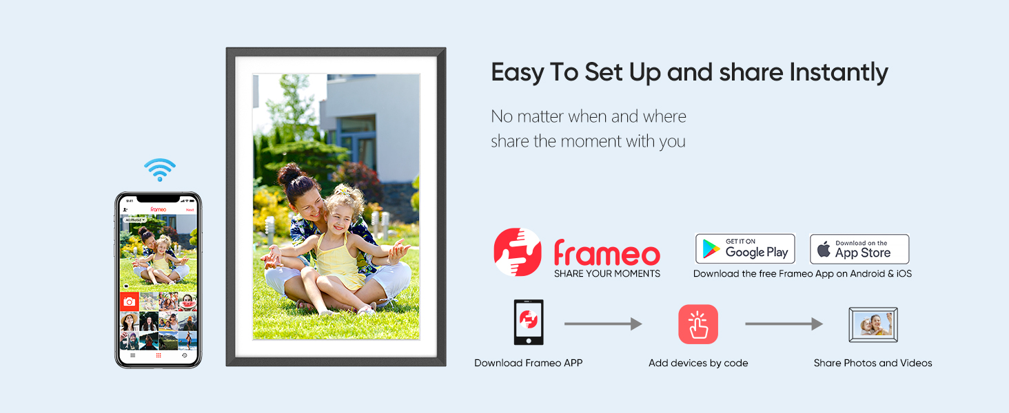 ARZOPA Digital Photo Frame WiFi 10.1 Inch IPS Touchscreen Electronic Photo Frame with 32GB