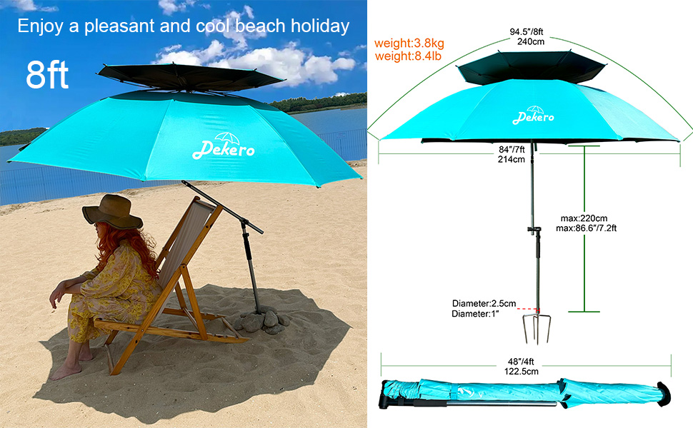 Amazon.com : Dekero 8ft large Beach Patio Umbrella with Sand