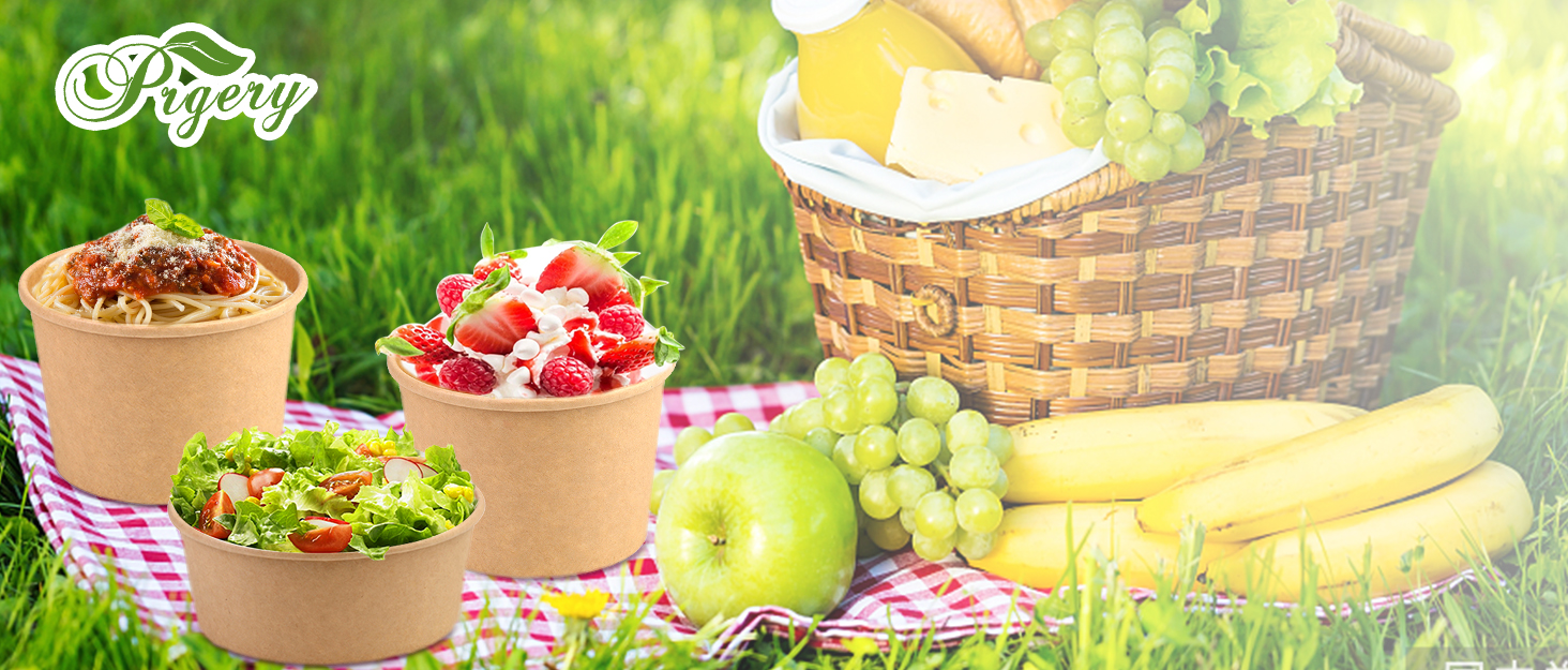 25 oz Paper Bowls, 50 Pack Paper Food Containers with Lids,Disposable Soup Bowls