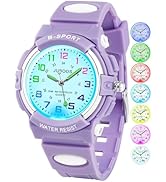 Juboos Kids Watch Analog with 7 Colorful Night Lights Boys Girls Waterproof Soft Strap Kids Time ...