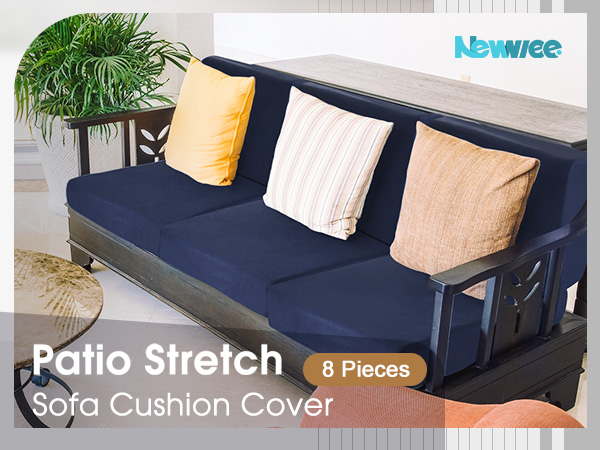 Amazon.com: Newwiee 8Pcs Patio Cushion Covers Stretch