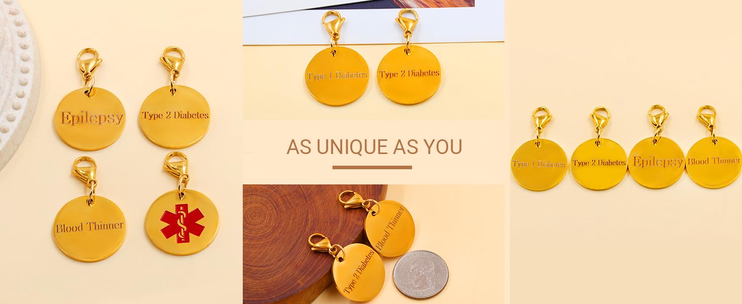 Emergency medical keychain, Engraved round medical keychain 