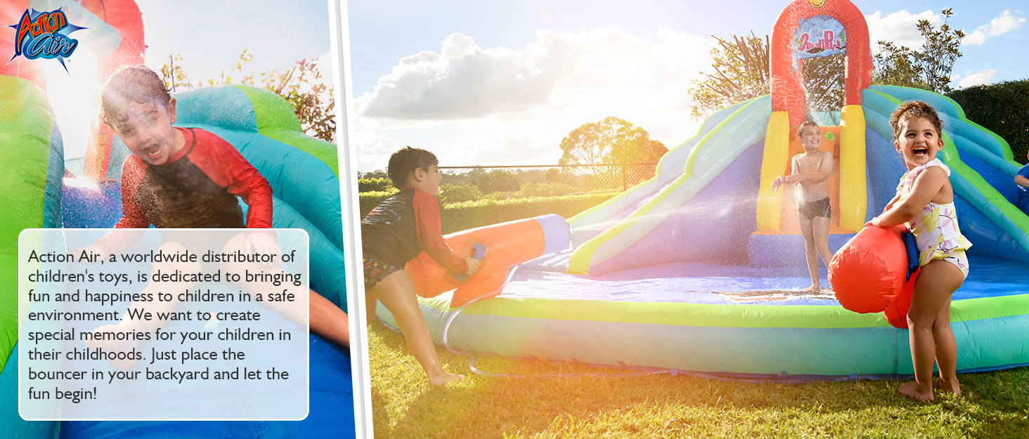 Action Air Inflatable Water Slide, Fun Triple Waterslides