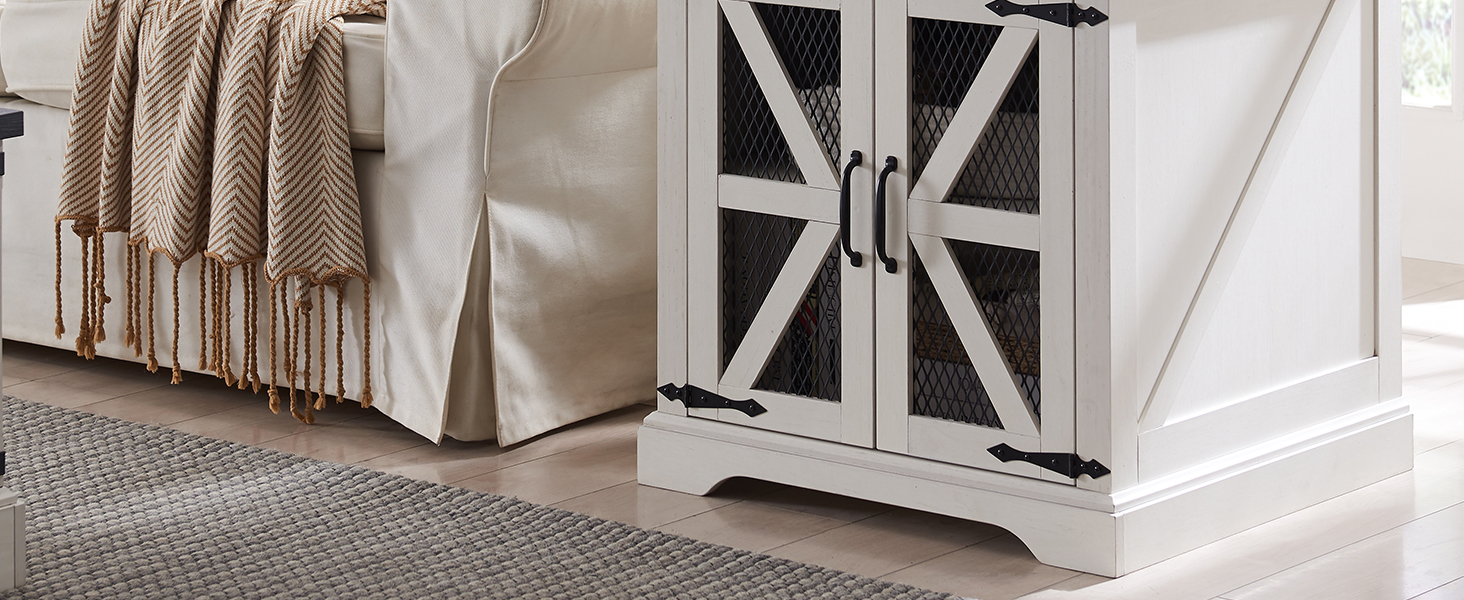 JXQTLINGMU Farmhouse End Table, 24" Large Sofa Side Table