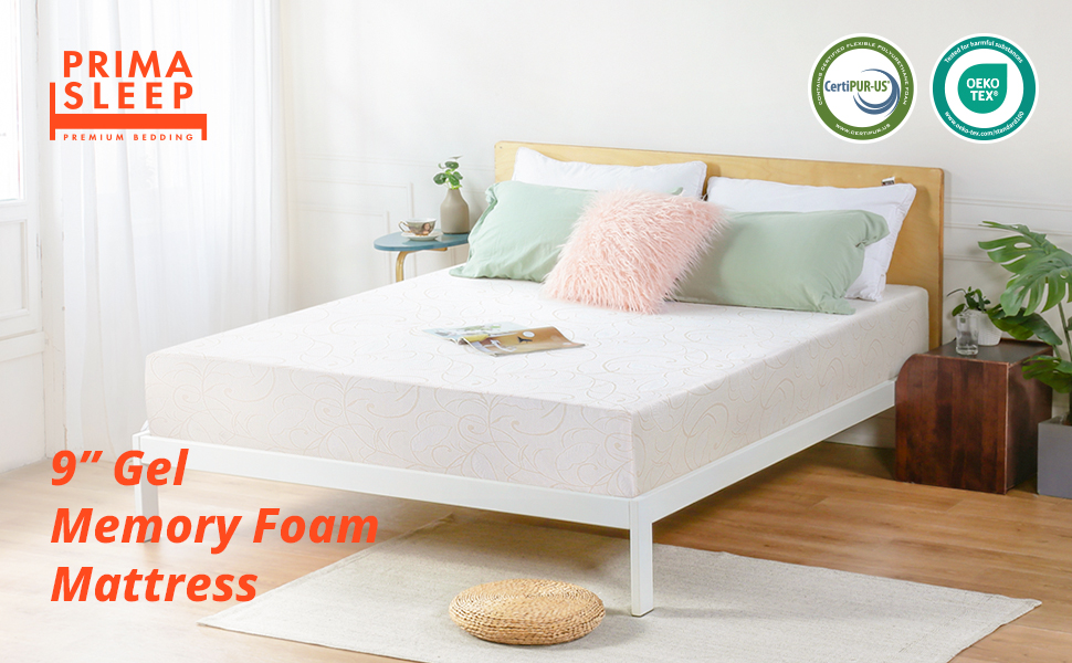 PrimaSleep Queen Mattress, 9 Inch Deluxe Gel Memory Foam