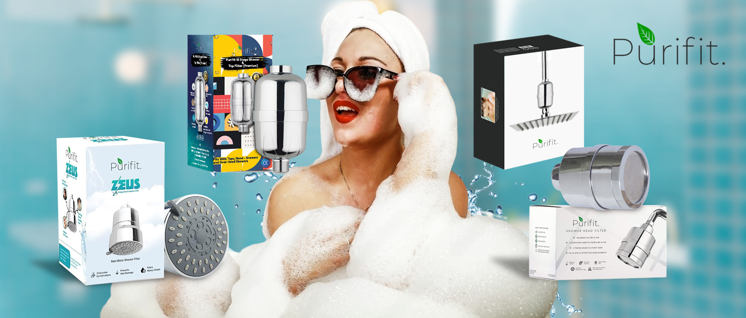 Purifit Black Shower Filter for Hard Water and Chlorine Removal with