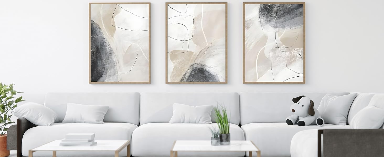 Abstract Canvas Pictures, Beige Art Print Poster, Modern Art Abstract