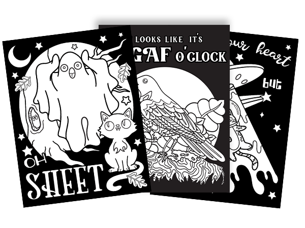 midnight coloring book black pages halloween ghost space alien bird mandalas encouraging gifts cool