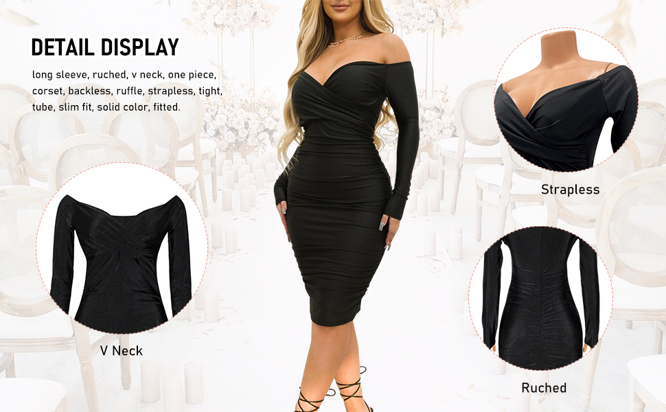 Amazon.com: INGORINA Off The Shoulder Bodycon Dresses for