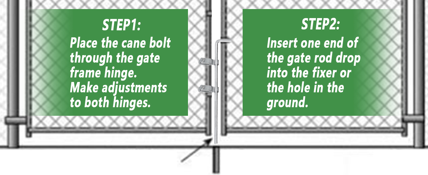 Chain Link Gate Drop Rod Kit 13/8" X 32" Cane Bolt for Single or
