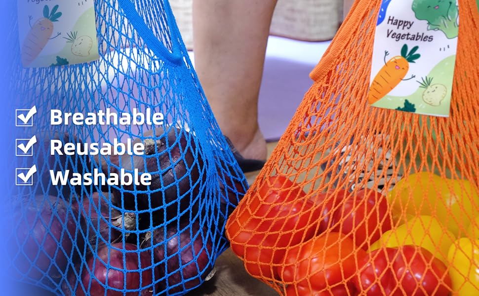 deebree Mesh Grocery Bags Net Bags for Vegetables Portable