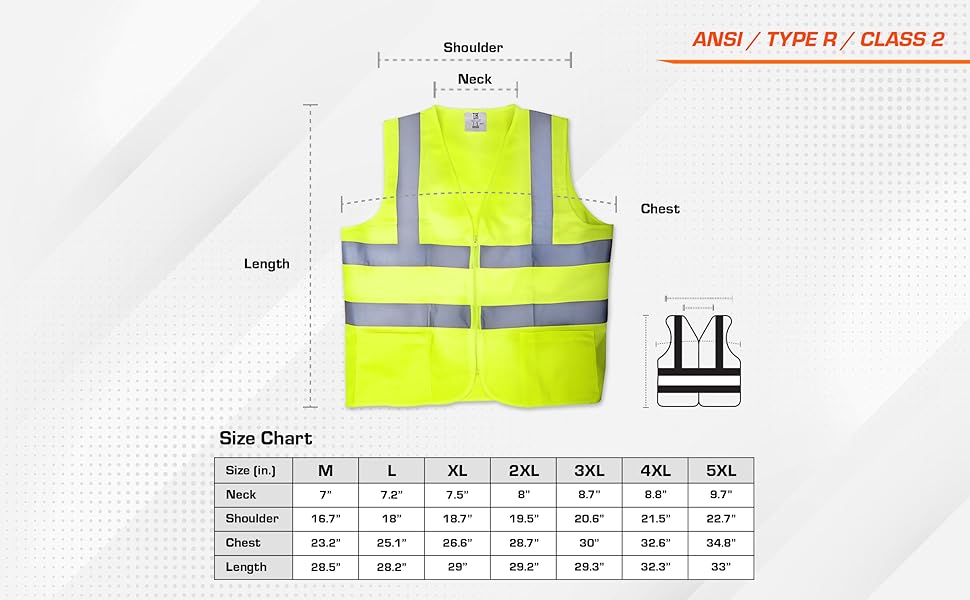 TR Industrial Neon Yellow Safety Vest, Front Zipper Knitted