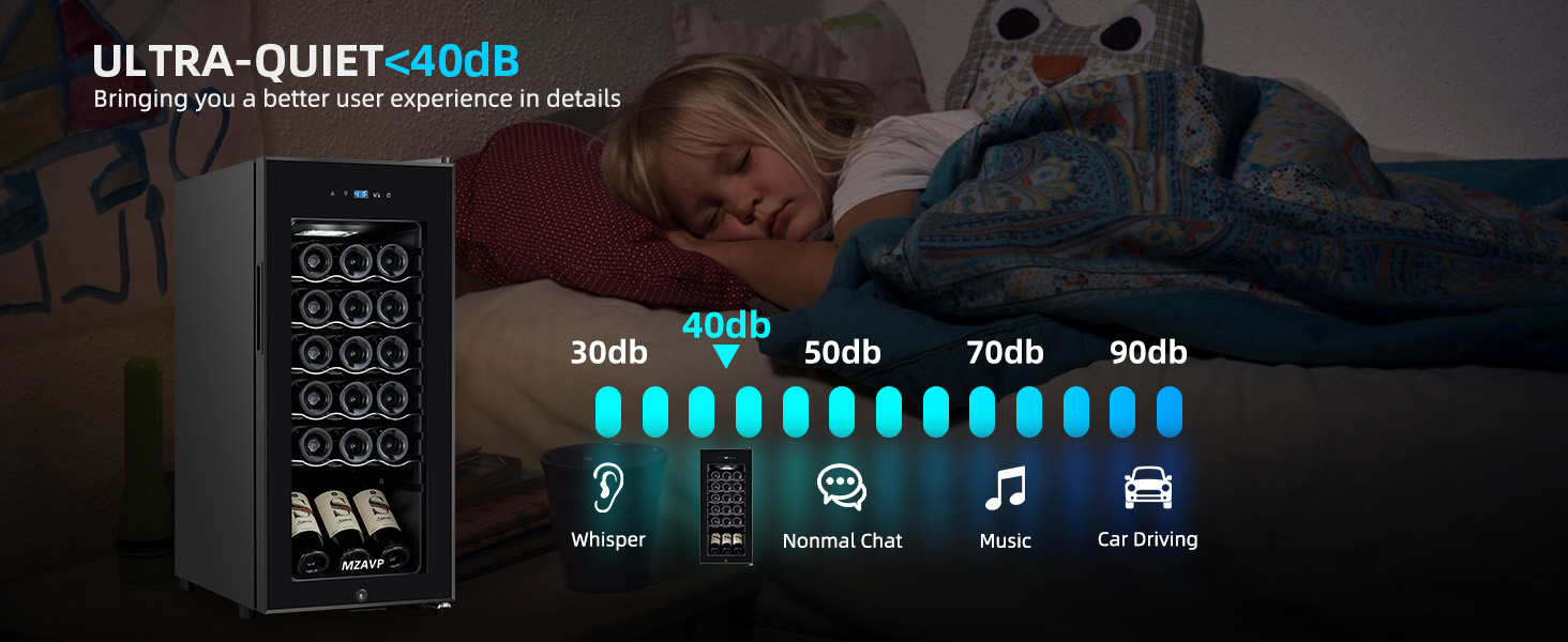 Mini Wine Fridge-Black, 18 Bottles Low Noise Compressor Wine Cooler, Freestanding Wine Cellar with Glass Door and Digital Temperature Control, 14 Inch Wine Refrigerator for Bar, Home & Office 18 1464*600