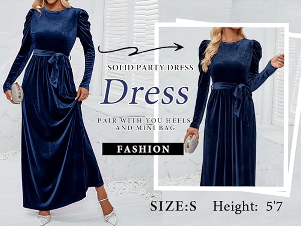 Amazon.com: ZESICA Women's Velvet Maxi Dress Fall 2025 Long