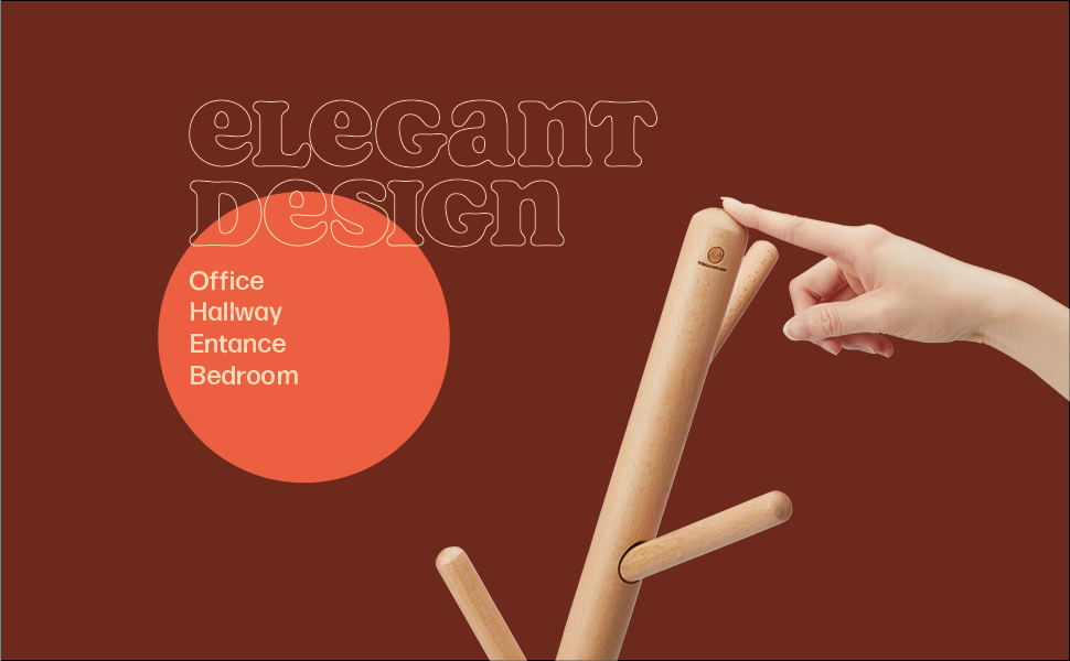 Wegowood® Beech Wood Adjustable Height Coat Rack Stand With Sandalwood