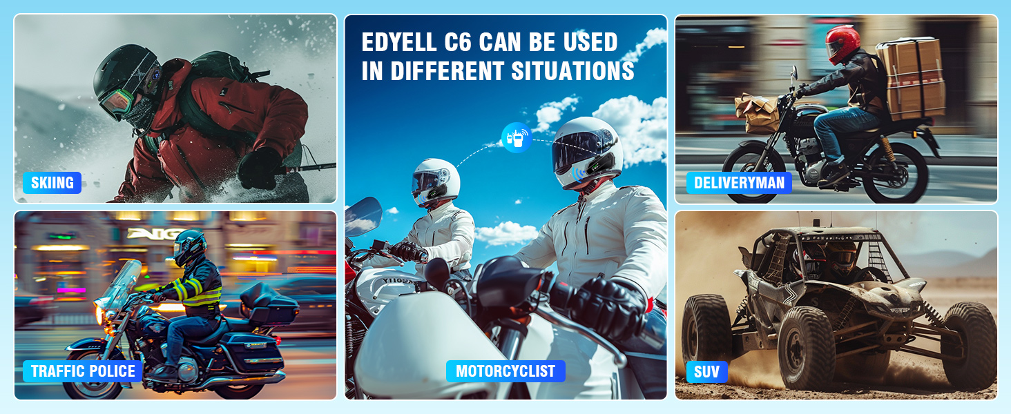 C6 EDYELL Motorcycle Bluetooth Headset