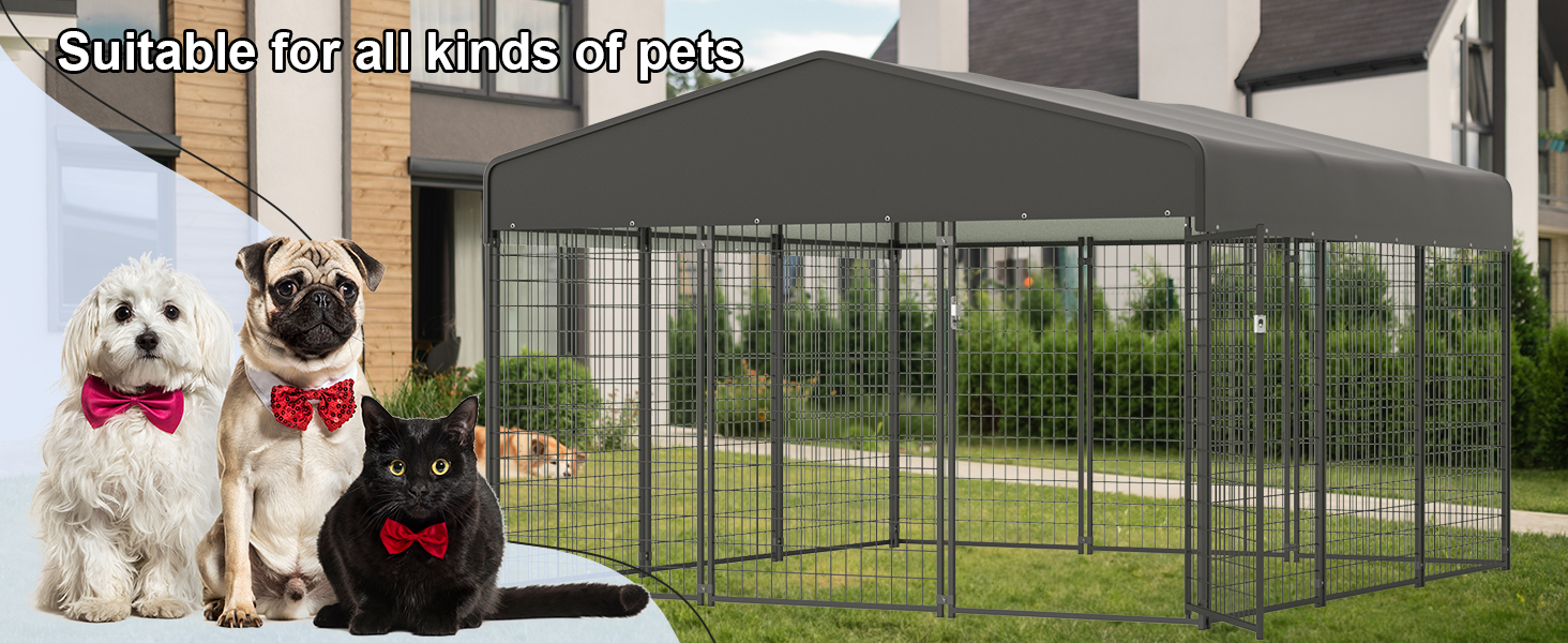 Dog Kennel, Heavy Duty Dog Cage Outside with Upgrade Secure