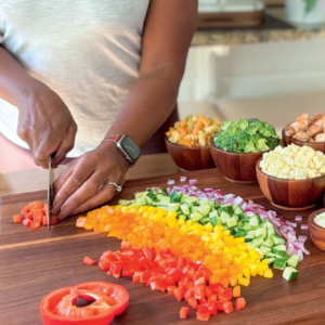 nina cherie franklin chopping vegetables