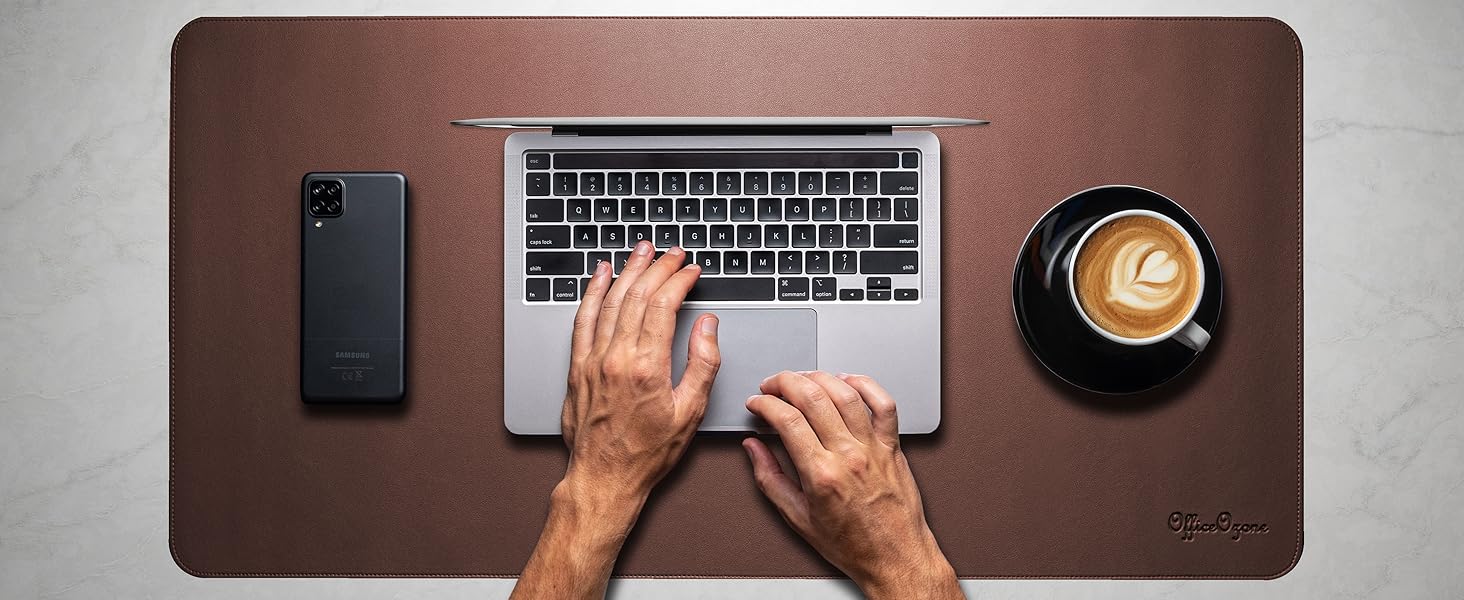 OfficeOzone Desk Mat with AllNew Edge Stitch, Synthetic Leather, Non