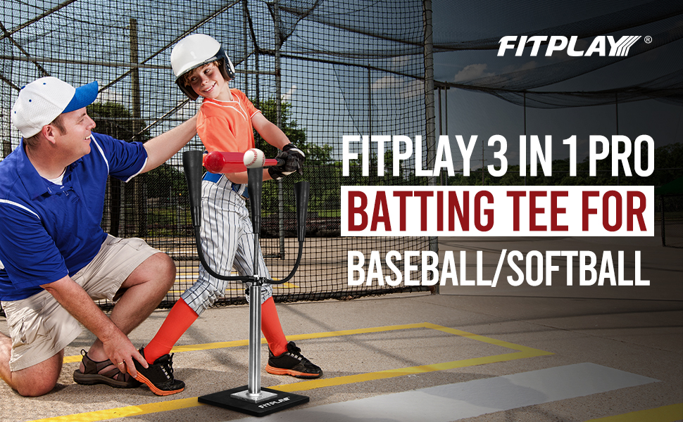 FITPLAY 3 IN 1 Baseball Batting Tee, Triple Hitting Tee
