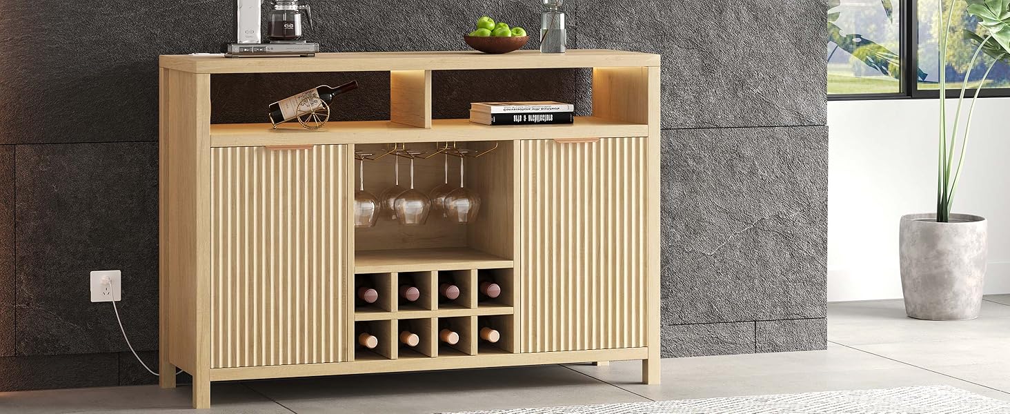 oak fluted wine cabinet