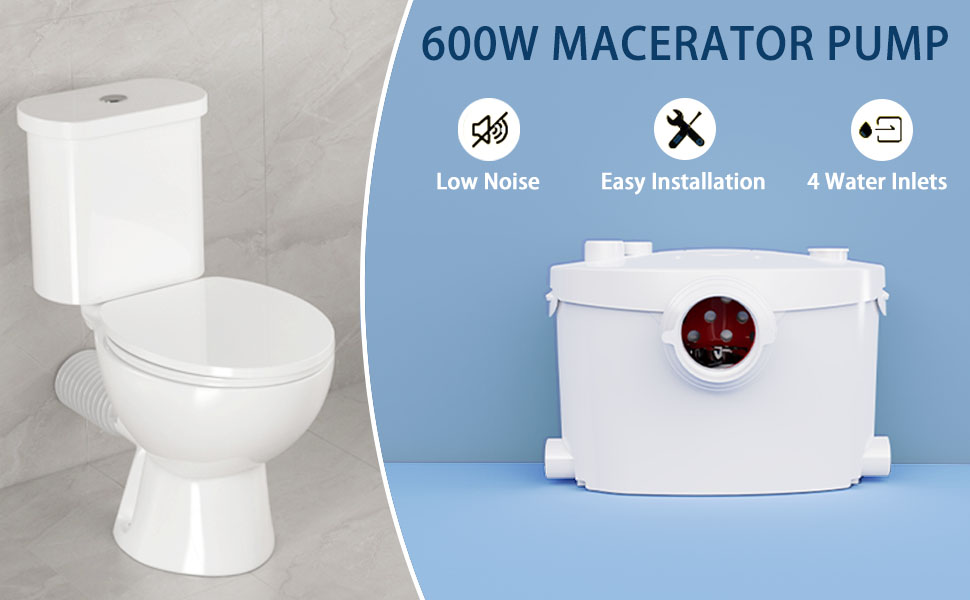 Little Meerkat Macerator Pump 600w Basement Toilet Pump System For Upflush Toilet, Macerating