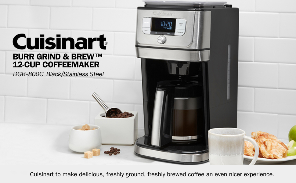 CUISINART DGB800C Cuisinart Fully Automatic 12Cup Burr Grind & BrewTM Coffeemaker, Black