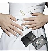 COOLYOUNG Short Square Press On Nails, Cute Nails, 'Blue Melancholy', Press On Nails For Girls, 1...