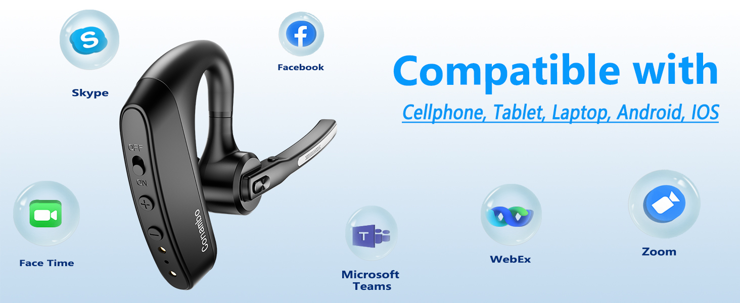 Widely compatible wireless headset for work