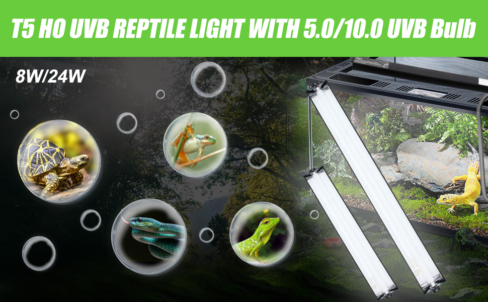 FOUDOUR 24W T5 HO UVB Reptile Light Fixture Combo Kit