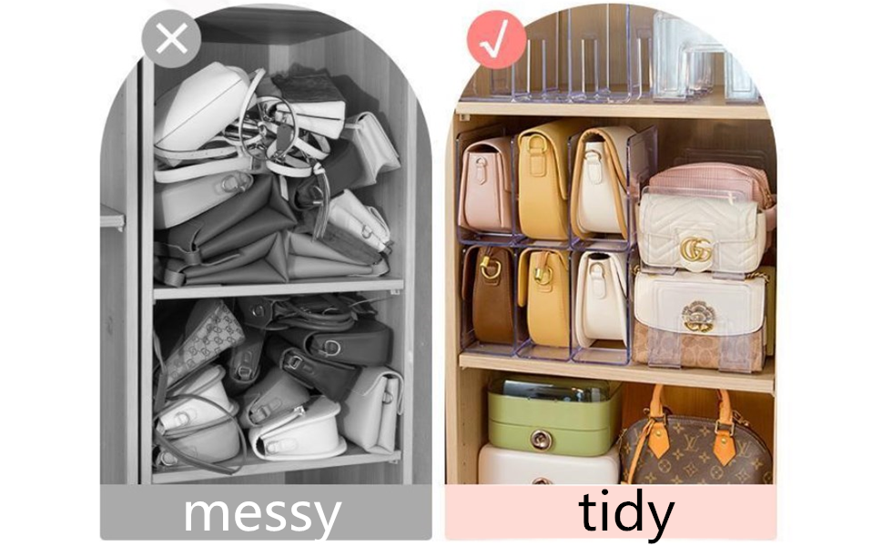 LUGUNU Acrylic Clear Purse Divider Organizer Clear Desk