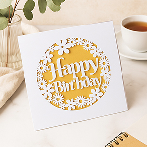 paper cut happy birthday card