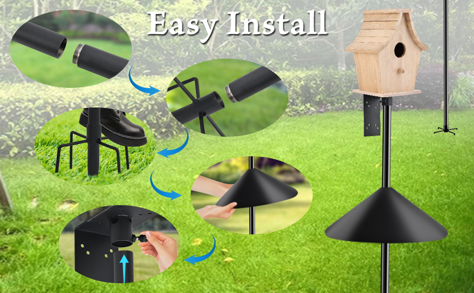 TIRYIUOU 90Inch Bird House Pole Mount Kit Adjustable Bird Feeder Post Stand Bird