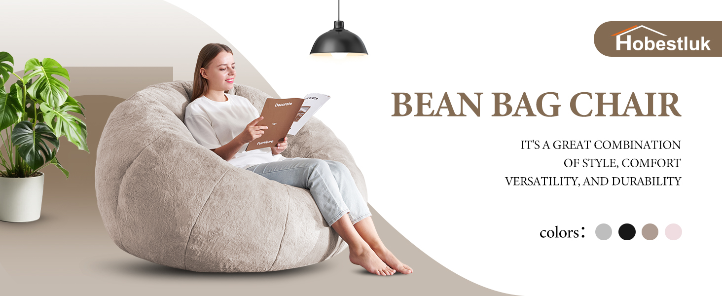 a girl is reading books on brown donut-shaped bean bag chairs