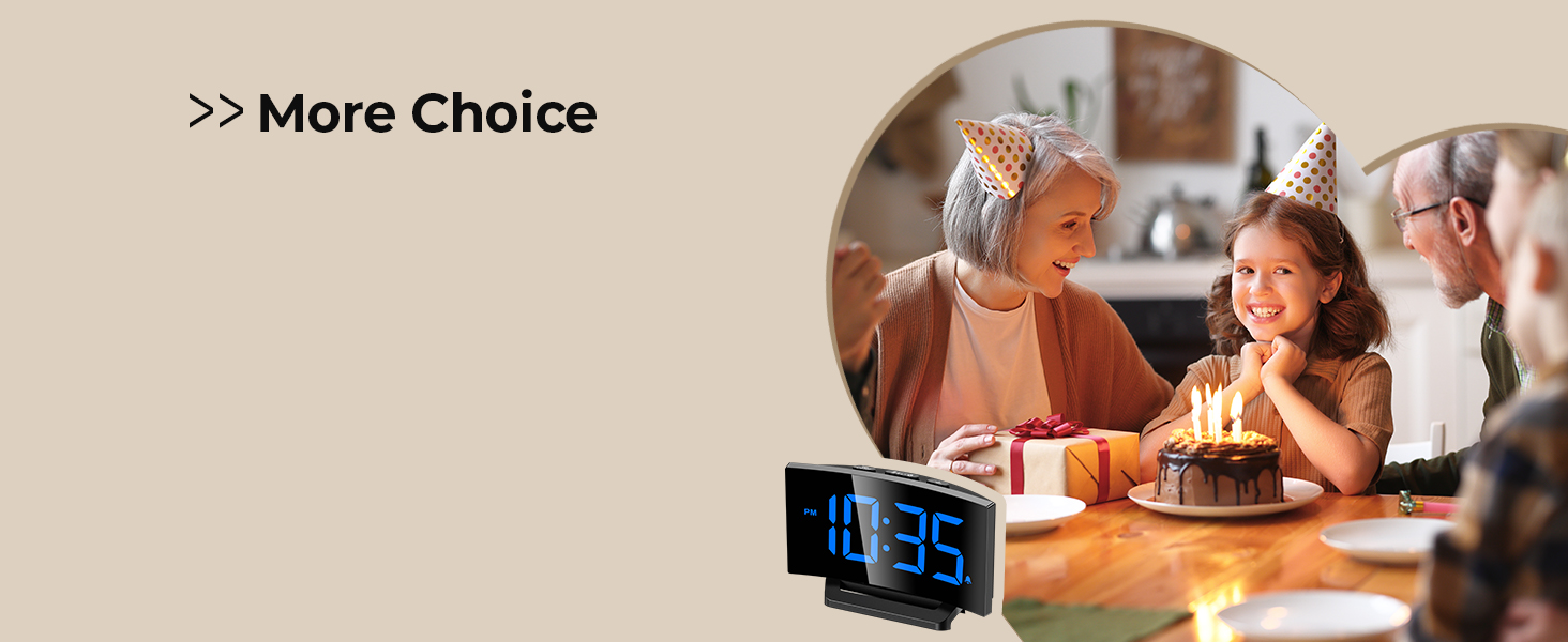 Circular image preview showing two people at a table with a cake. Text above reads '>> More Choice'.