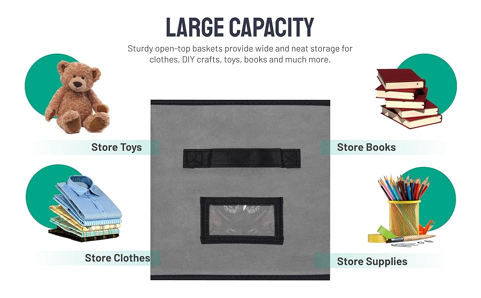 Tudefy Cube Storage Boxes 25 x 25 x 25cm Storage Cubes with Name Card