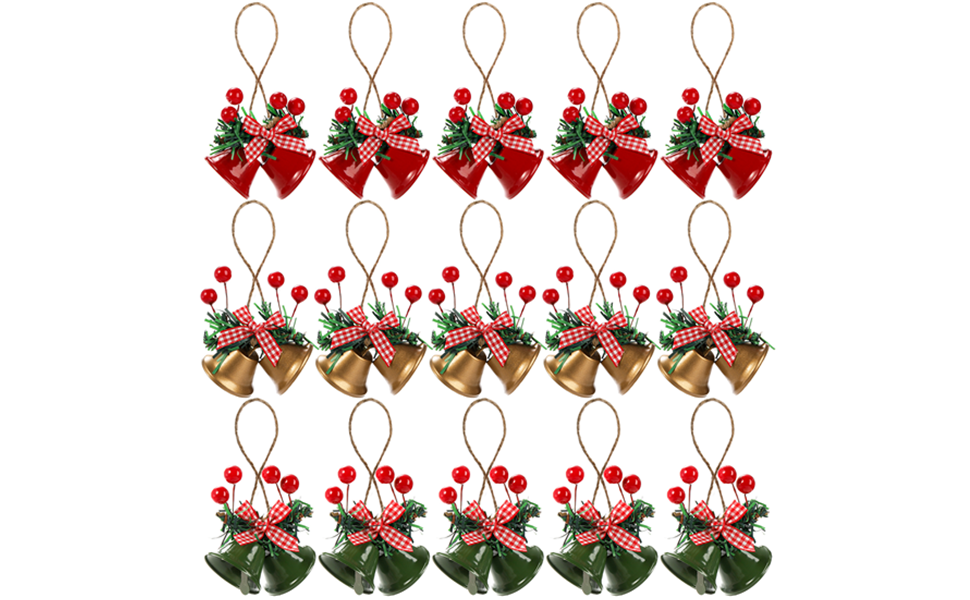 Cididu 15 Pcs Christmas Bells Ornaments, Hanging Ornament