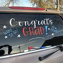 Auto windshield and window markers are perfect for celebrating graduates.