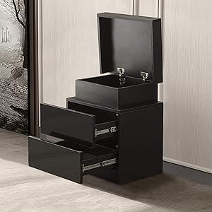 black bedside table