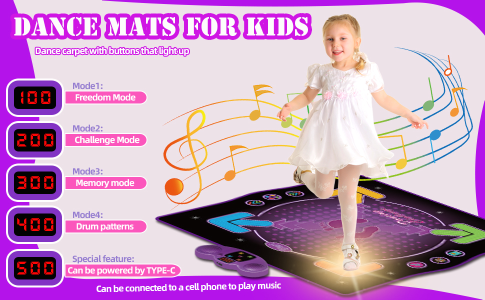 Dance Mat Toys for 312 Year Old Kids, Light Up Electronic Dance pad 4