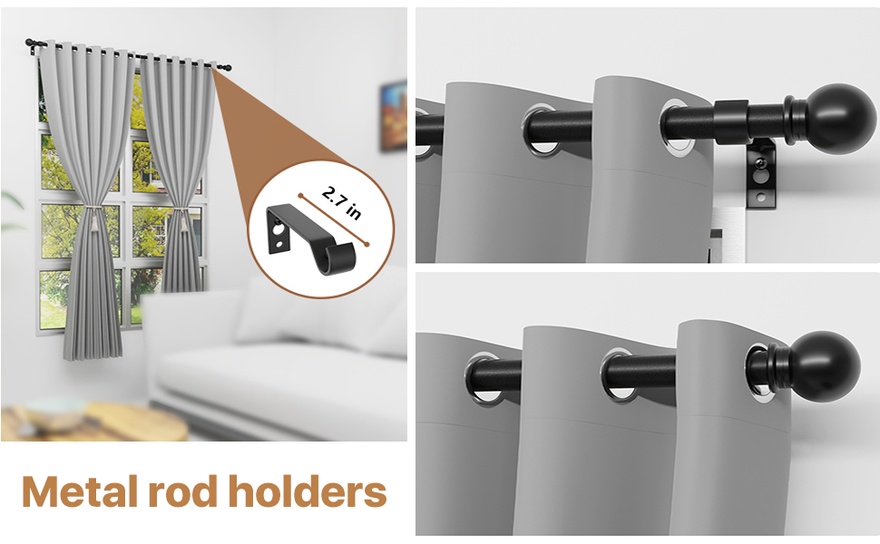 Curtain Rods 84120, Adjustable Window Curtain Rod Set with Brackets