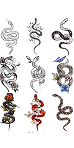 Snake Temporary Tattoos for women men
