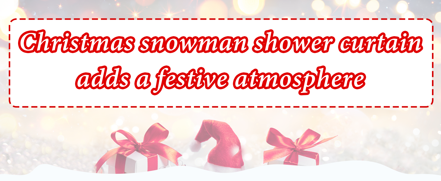 chiazllta Shower Curtain Christmas Snowman Fabric Red Xmas
