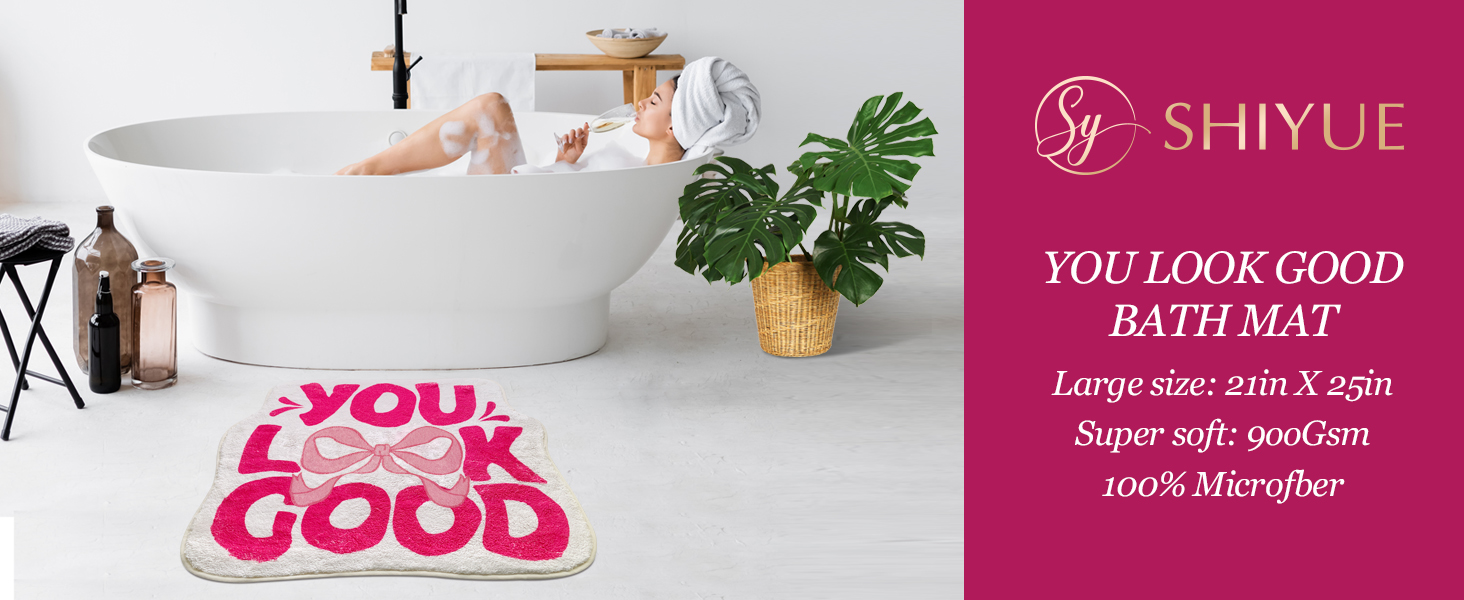 You Look Good Bath Mat Cute Bow Funny Bathroom Rug