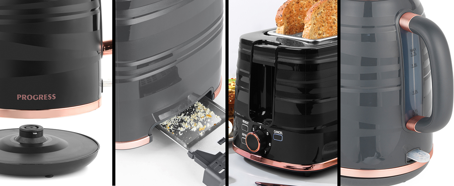 Progress COMBO7280 Jupiter 2Slice Toaster and 1.7 L Kettle, Swirl