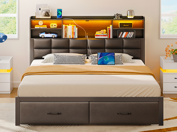 マットレス ralara Amazon.com: Rolanstar Bed Frame Queen Size with Drawers and